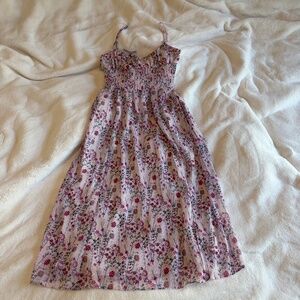 Aritzia Wilfred Floral Smocked Midi Dress Purple Pink Small